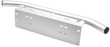 Universal License Plate Mounting Bracket Front Bull Bar Bumper for Led Light Bar, LED Work Lamps Lighting Bars - (No lights) (A Silver)
