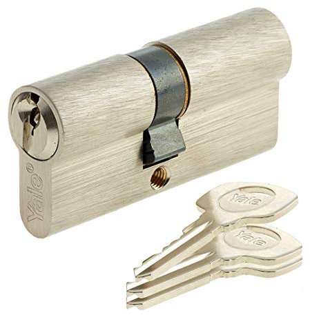 Yale YC500+ Cylindre Serrure 40x50 mm, 5 Goupilles - Porte Extérieure, Porte intérieure, Porte d'Entrée - 3 Clés, Nickelé