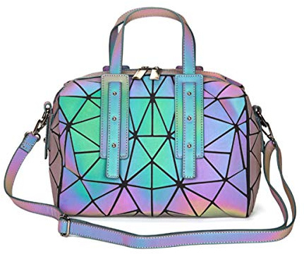 OLOEY Sacs à main et sacs à main géométriques lumineux changeant de couleur holographique réfléchissant à bandoulière, Voyage