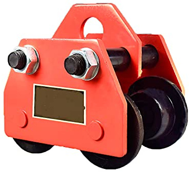 NEWTRY Manual Trolley Heavy Duty Push Beam Trolley Crane Lift Dual Wheels Adjustable Single Axis Flange for Lifting (2T/4400lbs)