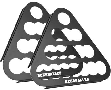 BeerBaller® Racks - Set da Beer Pong con 2 portabibite, 22 Bicchieri da Beer Pong e 3 Palline da Beer Pong | Trasforma Qualsiasi Tavolo in Un Tavolo da Beer Pong! | Gioco da Bere | Gadget per Feste