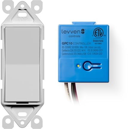Levven Single-Pole On/Off Wireless Switch and Receiver Kit - Decorator-Style Switch, White
