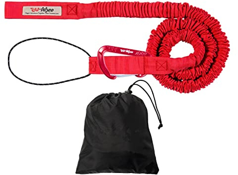 TowWhee - The Original Bike Bungee Tow Rope | MTB & Cycling Stretch Pull Strap for Riding Further with Your Friend, Child, Kids | Compatible with Any Bicycle (Kids Connect Kit Red)