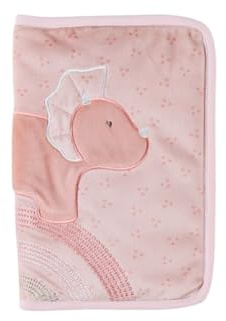 Noukie's - Protège Carnet de Santé Popsie, Gigi & Louli - Veloudoux®, rose poudré - Fermeture éclair et poche plastifiée – Cadeau naissance - Protection Universelle pour Carnet
