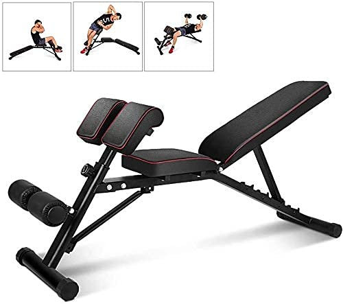 Verstellbare Mehrzweckbank für das Fitnessstudio, verstellbare Neigung, klappbare Bank, Hantelhocker, Sit-Up-Bauchbank, flache Übungs-Workout-Bank, Beinstrecker und Beinbeuger, mehrfach verstell