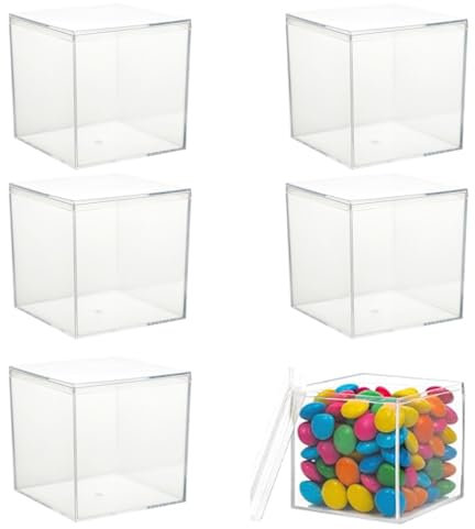 Eabdice 6 Stück Durchsichtige Acryl Box, Acryl Kunststoff Box, Acrylbox mit Deckel, Geeignet für Kleine Schmuckstücke, Snacks, Süßigkeiten usw