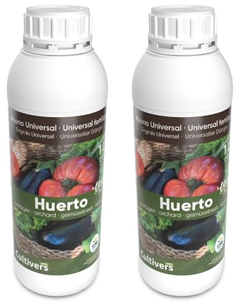 CULTIVERS Fertilizante Líquido para Huerto Ecológico de 2x1L Abono para Hortalizas 100% Orgánico y Natural. Mejor Sabor, Mayor Calidad, Potencia el Crecimiento y Aumenta la Cosecha