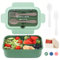 Bugucat Lunch Box Infantil Adulto 1200ML, Fiambrera lunchbox con 3 Compartimentos y Cubiertos de Plastico, Fiambrera a Prueba de Fugas, Fiambrera para Escuela Guardería Oficina Libre de BPA