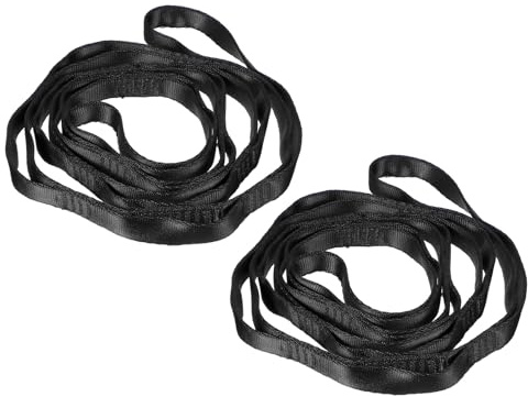 PATIKIL 22KN Adjustable Daisy Chain Yoga Extend Belt 1.5M, 2 Pcs Nylon Climbing Sling Straps for Home Workout Exercise Pilates Gymnastics, Black