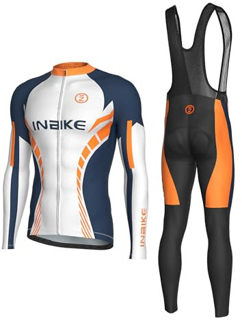INBIKE Conjuntos de Ciclismo para Hombre Largos Maillot MTB Ciclismo con Manga Larga Traje de Ciclismo Transpirable Ligero Pantalones Culote para Bicicleta Invierno Primavera Otoño M