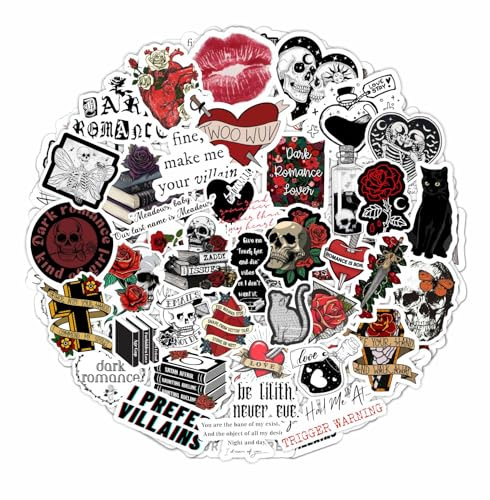 100 autocollants romance noire pour bouteilles d'eau et ordinateurs portables - Décorations et cadeaux sur le thème gothique, vinyle imperméable - Dark Romance Stickers