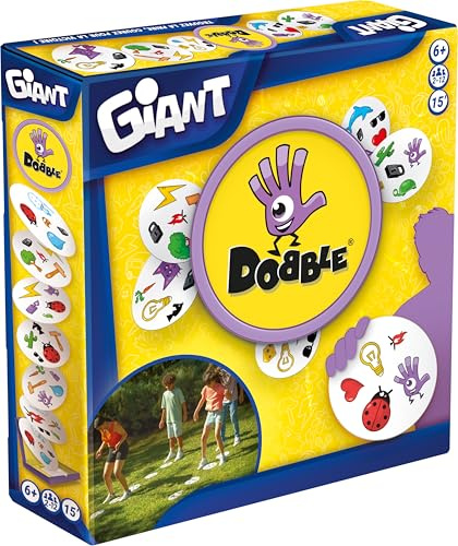 Asmodee - DOBBLE Giant - Jeu de Cartes Rapide et Amusant - 15 Min | Pour Enfants dès 6 Ans - Jeu d'Observation Famille - Jeu Extérieur ou Intérieur - Cartes Géantes - 2 à 12 Joueurs