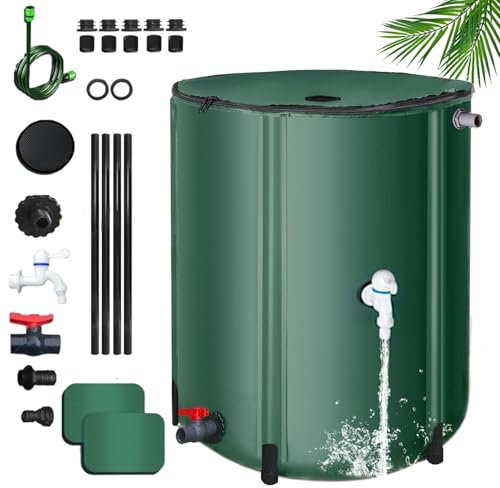 Rain Barrels to Collect Rainwater from Gutter, Portable Collapsible Rain Water Collection Barrel, Rainwater Collection System with Filter Overflow Kit and Faucet for Garden Outside Lawn (100L)