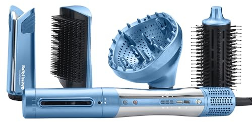 BaBylissPRO StyleSwitch Ionic Multi-Styler, Air Styler and Hair Dryer, Lightweight Hot Air Brush, 5 Attachments, 9 Heat/Speed Settings, Dual Voltage