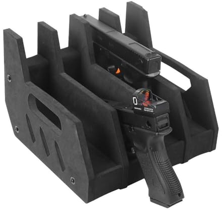 MiOYOOW Support de Pistolet, 4 emplacements, Support d'arme en Mousse EVA avec Tournevis, Organisateur de Pistolet réglable pour la Plupart des Pistolets