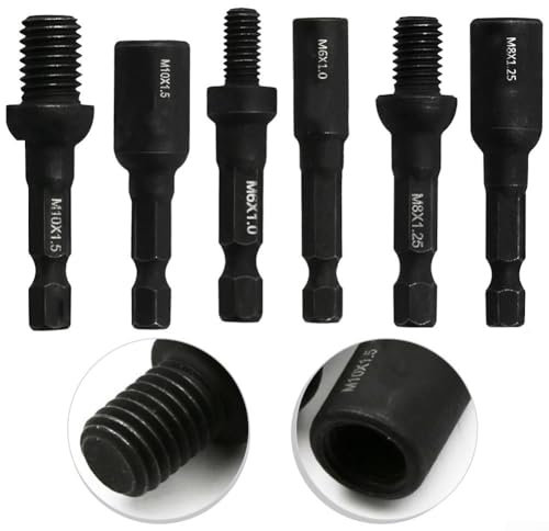 Juego de adaptadores de enchufe autorroscantes M6-M10 Perno de suspensión y herramienta de destornillador de inserción roscada, vástago hexagonal de 1/4 pulgadas, acero vanadio para proyectos de