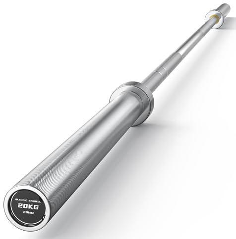 7FT Olympic Barbell 45 lb Barbell 2 INCH 1000lbs Capacity Olympic Bar with Moderate Knurling For Squats Curls Deadlifts Silver