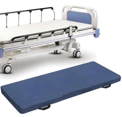 JZHLLA Foldable Fall Protection Mat for Elderly Blue Waterproof Non Slip Floor Mats with High-Resilience Foam 72 * 24 * 2 Inch Bedside Floor Mats for Elderly, Handicap, Senior