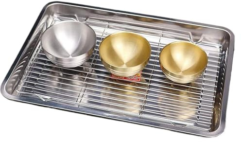 Plaque de cuisson en acier inoxydable avec grille de refroidissement, grande plaque de cuisson épaisse, pour viande, biscuits, gâteaux, miches de pain, four, cuisson à la maison, appartement, barbecue