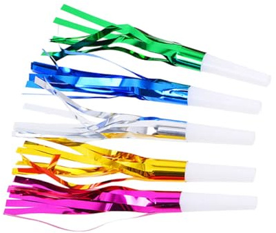 Veemoon Silbatos Metálicos Flecos de Colores Vibrantes para Fiestas Infantiles, Pack 18 Unidades, Juguetes de Fiesta Ruidosos para Cumpleaños, Navidad y Bodas, Matracas Color Aleatorio