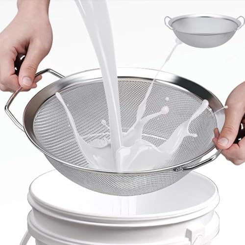 Fine Mesh Paint Strainer, Paint Strainer Mesh, 60Mesh Stainless Steel Paints Filter, Emulsion Honey Funnel Filter, Wire Sieve Sifter with Handle, Paints Bucket Filters Tool, for Glaze Resin