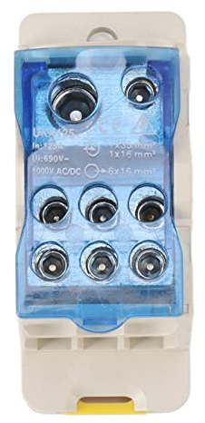 Scatola di giunzione per alimentazione su guida DIN, morsettiera elettrica, scatola di distribuzione, conduttore in rame AC/DC 1000 V con copertura trasparente per quadri di (125A)