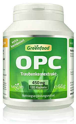 Greenfood OPC Traubenkernextrakt hochdosiert 450 mg , 120 Kapseln, vegan