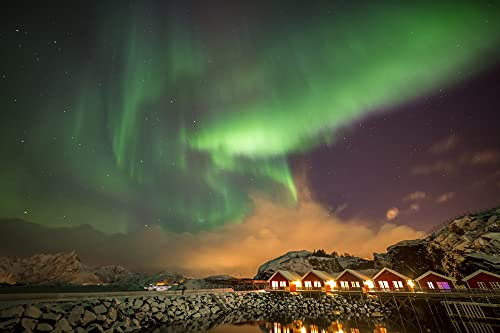 POLARLICHT Fototapete VLIES-400x260 cm (3433A)-Natur Landschaft Wolken Himmel Nordlichter Wandtapete-Inkl. Kleister-Vliestapete Bild Dekoration Wand-Dekor Moderne Motiv-Tapete Panorama Poster XXL