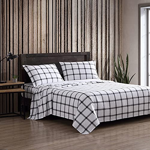 Eddie Bauer - Set di biancheria da letto in flanella di cotone, spazzolato per una maggiore morbidezza, accogliente decorazione per la casa (Bunkhouse Plaid, Queen)