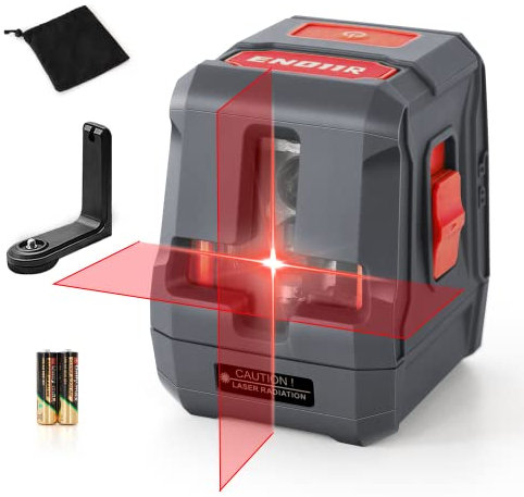 Niveau Laser Rouge de 15M, ENVENTOR Laser Croix Autonivelant,Ligne Laser Rotative Horizontale et Verticale, IP54, 360° Base Magnétique, avec Sac de
