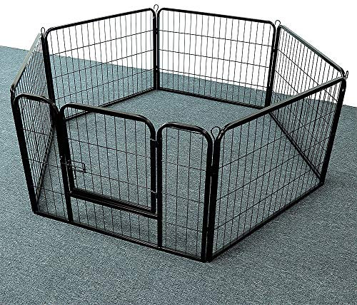 Valputlopp, vikbar hundutlopp för inomhus, hundlekhage utan borrning, skyddsgaller med dörr, dörrskydd, metallskyddsgaller för barnstaket, husdjursstaket, öppen spis, 6 stycken 80 × 60 cm