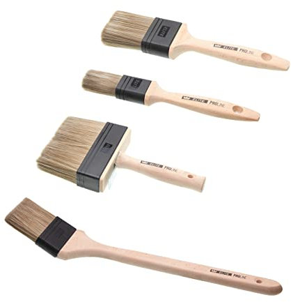 Proline Elite Lot de 4 pinceaux à lasurer professionnels avec manche long 35 mm, 60 mm et 120 mm de large et 70 mm de large