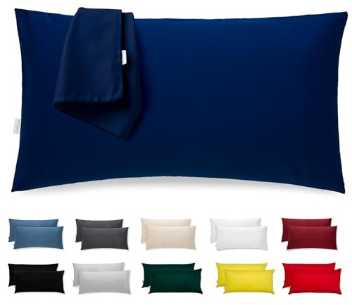 Flowen Federe Cuscini Letto Matrimoniale Cotone 50x80 Set 2 Copricuscini Tessuto Morbido Jersey Anallergico Antiacaro Traspirante con Zip Nascosta Coppia Fodere Lavabili in Lavatrice