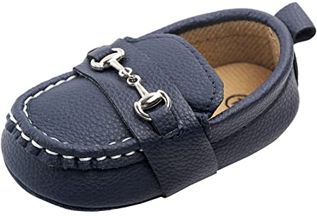 Maeau Baby Boys Prewalker Soft Slip On Moccasin Flats Newborn Oxford Dress Shoes Casual Infant First Wailking Shoes Blue 12-18 M