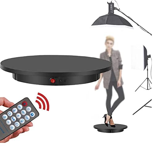 FENGSSLL Piatto Girevole Rotante Elettrico Motorizzato da 60cm con Telecomando, Piattaforma Girevole Automatica Professionale, per Esposizione di Negozi E Fotografia,Black