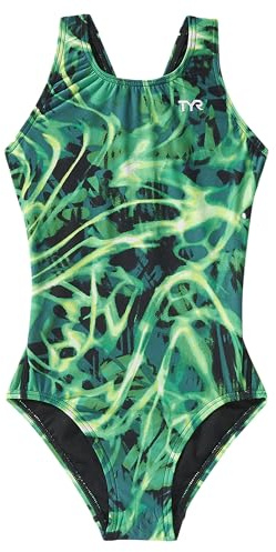 TYR Girls' Durafast Lite Maxfit Swimsuit, Electro Green, 22