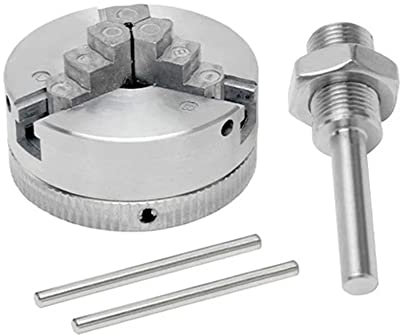 Wood Lathe Chuck, Weytoll Zinc Alloy 3-Jaw Chuck Connecting Rod Self Centering Wood Turning Chuck Optional Clamp Accessory for Mini Metal Lathe