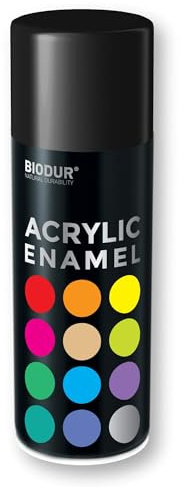 Biodur Universelle Acryl-Emaille Sprühlack 400 ml, Glänz RAL 9005 Schwarz, Glänzend, Akrylemaille UV-beständig, Universell Einsetzbar für Innen- und Außenbereich, Schnelltrocknend Sprühdose