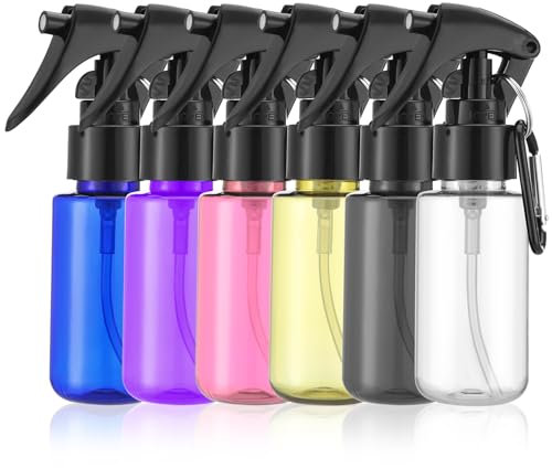 Jostift 6 Stück Sprühflasche Klein, 60ml Sprühflasche Tragbares Zerstäuber Sprayflasche Nachfüllbar Sprühflaschen Leer, Mini-Wassersprühflaschen mit Karabiner für Parfüms, Wasser, Alkohol, Reise