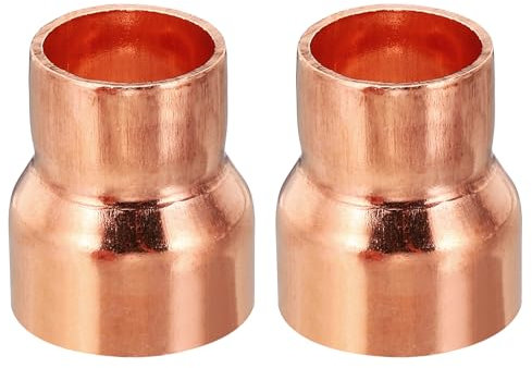 PATIKIL 1 to 3/4 ID Copper Reducer, 2pcs 99.9% Pure Copper Reducing Coupling Pressure Fitting Pipe Tube Connector Adapter with Sweat Solder Connection for HVAC Refrigeration System