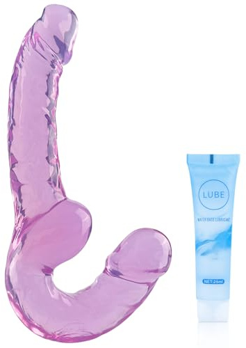 Double-Ended Dildo for Women and Couples, 9 Inch Flsexible Jelly G-Spot and P-Spot Stimulator, Soft Transparent Silicone, Lifelike Textured Dual Penetration Adult Toys