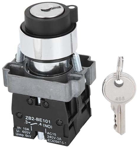 ANKROYU Schlüsselschalter, Schlüsselschalter mit 2 Positionen, selbstverriegelndes Schlüsselschalterschloss, schlagfester Sicherheitsschlüsselschalter, Schlüsselschalter für die