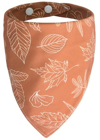 ICEMOOD Fall Bandanas for Dogs Autumn Leaves Sktech Printed Style, Thanksgiving Holiday Triangle Pet Scarf with Snap Button for Girls, Medium and Large Breed, 30-75lbs