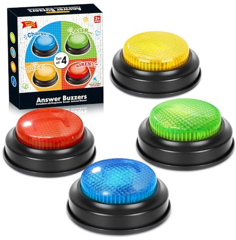 Gobesty Buzzer Button, Pulsanti di Risposta con Luci e Suoni, Cicalini per Giochi a Quiz con Interesantes Efectos de Sonido, Cicalino di Risposta Dibattito in Classe e Uso per Spettacoli di Gioco