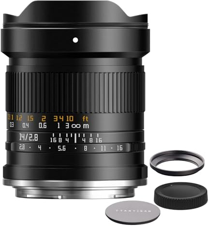 TTArtisan Objetivo ultra gran angular F2.8 de formato completo 14 mm con MF, ASPH., campo de visión de 114°, soporte de filtro externo de 77 mm, para cámaras con NZ-Mount Z5 Z6 Z7 Z6II Z6III Z7II Z9