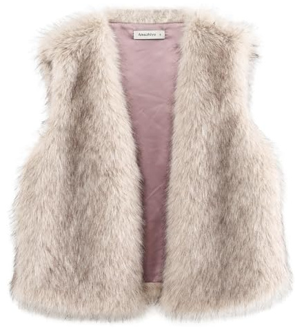 Amazhiyu Gilet da Donna in Pelliccia Sintetica,Cardigan Senza Maniche con Scollo a V e Apertura Frontale,Waistcoat Casual per le Stagioni Invernali e Primaverili,Grigio M