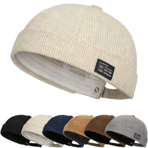 Cozyan Retro Docker Hat Cappello Senza Visiera Berretto da Portuale Uomo Donna Berretto Docker da Portuale Uomo da Motociclista Cappello Senza Visiera Rolled Cuff Brimless Hat