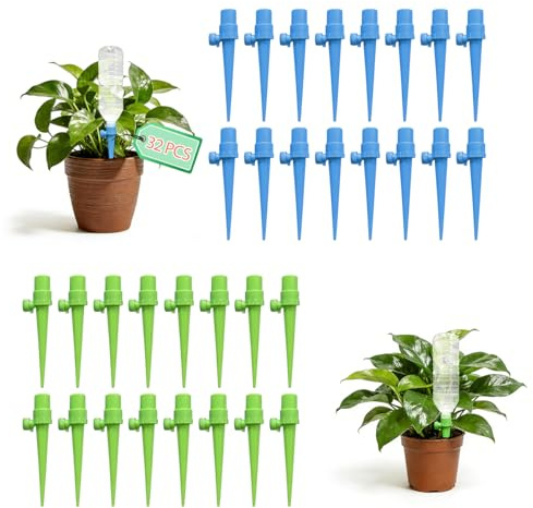 32 Piezas Riego por Goteo Automático Kit, 2026 Versión Actualizada Ajustable Dispositivo de Riego para Plantas, Riego Automático Macetas y Riego por Goteo para Macetas, ABS Duradero (32)