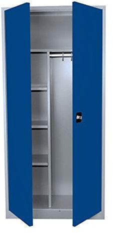 Metallschrank abschließbar Spindschrank komplett montiert Stahl Lagerschrank Aktenschrank Putz Spind Werkzeugschrank Blau 545541 Maße: 1950 x 920 x 420 mm