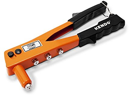 KENDO Pinza rivettatrice – pinza per rivetti ciechi – | lunghezza: 250 mm | 4 x diversi bocchini 2,4, 3,2, 4,0 e 4,8 mm
